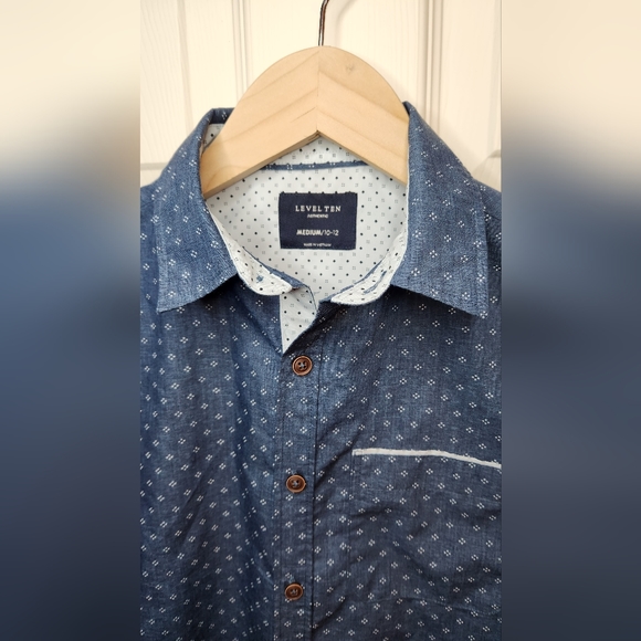 Boy's LEVEL 10 Langston Roll Tab Button Down Shirt - M (10-12) - Picture 3 of 7